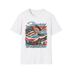 Corvette Stingray T-Shirt American Flag Classic C3 Muscle Car Graphic Tee USA