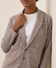 Pact Women’s Airplane Relaxed Blazer Medium Deep Taupe Heather Top Outerwear