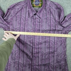 Robert Graham Button Up Shirt Mens 2XL Purple Paisley Floral Flip Cuff Preppy
