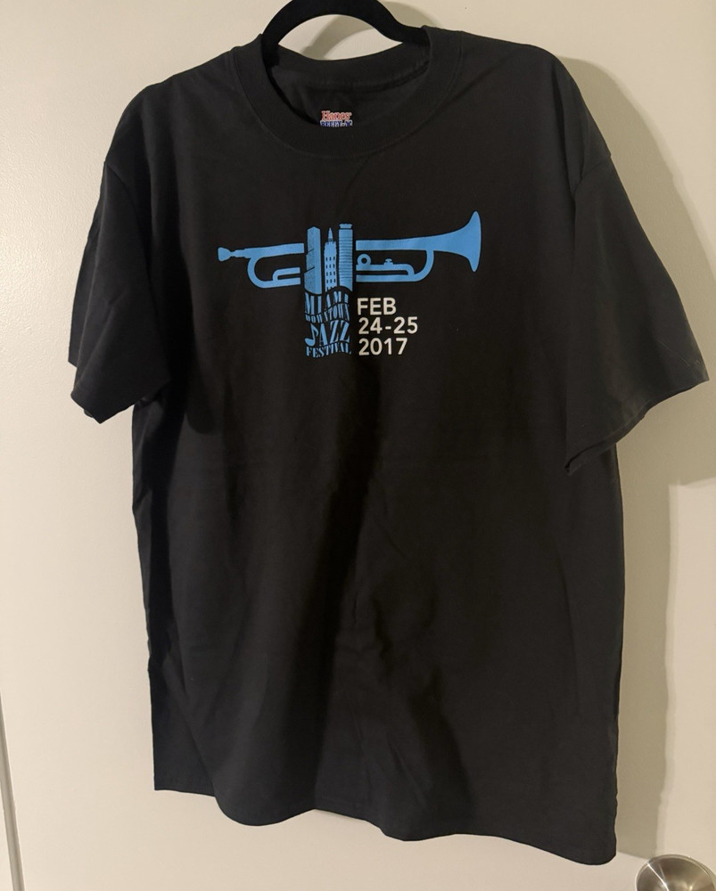 Hanes Beefy-T Men’s L Black Miami Jazz Festival T-Shirt 2017