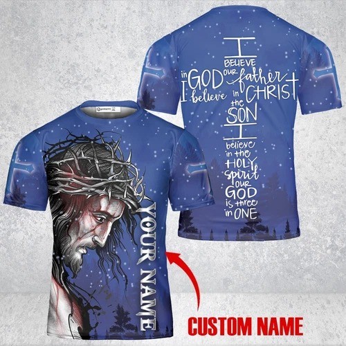 I Believe in God Jesus Christ Cross Christian Gift AOP Shirt 3D T-Shirt S-5XL