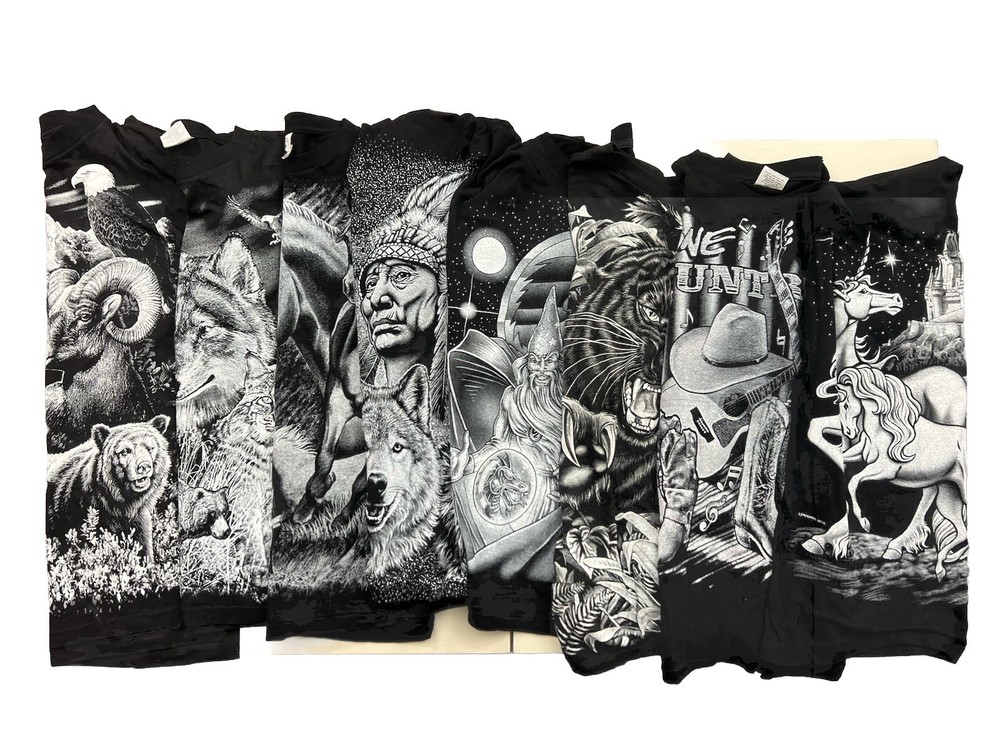 See Photos LOT of 8 Vintage Deadstock Double Sided Single Stitch L Animal Biker