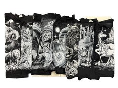 See Photos LOT of 8 Vintage Deadstock Double Sided Single Stitch L Animal Biker