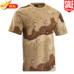 6 Color Desert Camo T-Shirt Cotton Round Neck Machine Wash and Dry Small