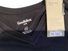 5XL-Tall T-Shirt Every Wear Tee Goodfellow & Co. V Neck Short Sleeve Black- Soft