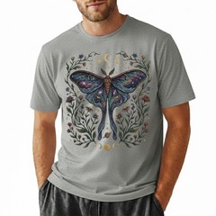 Celestial Luna Moth T-Shirt Galaxy Moon Phases Witchy Boho Nature Lover Gift