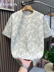 Men’s Houndstooth Camouflage Print T-Shirt Summer Short Sleeve Casual Tee Top
