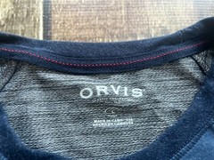 ORVIS CREWNECK LONG SLEEVE SHIRT 2 TONE BLUE MENS LARGE EXCELLENT