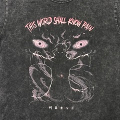 Naruto Pain Graphic T-Shirt Mens Large Acid Wash Black World Shall Know Pain