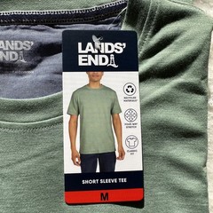 Lands’ End Men’s Green Short Sleeve T-Shirt Classic Fit Stretch Crew Neck Size M