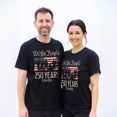 250 Years US Flag 250th Anniversary American Birthday USA T-Shirt Black S-2XL