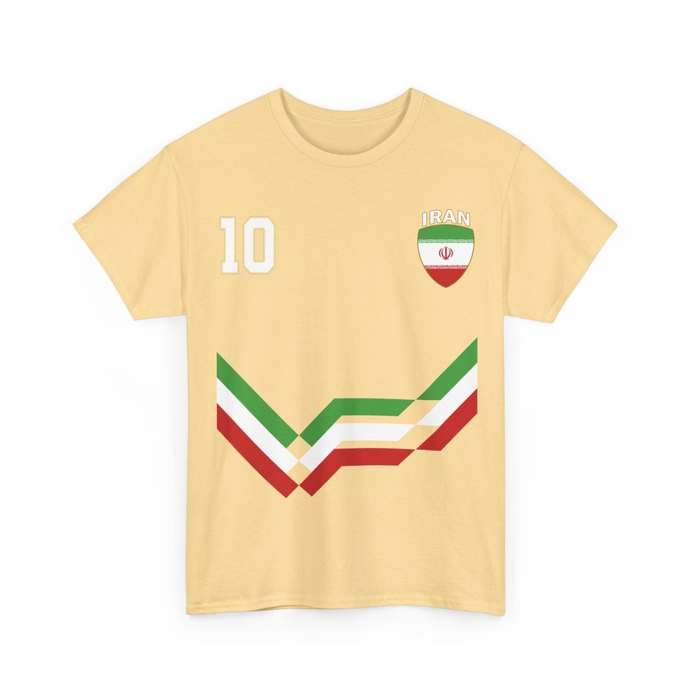 Iran Number 10 Soccer Jersey Style Shirt, Iranian Flag Soccer Shirt