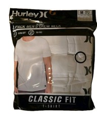 3 PACK HURLEY MENS CLASSIC FIT T-SHIRT ULTRA SOFT TAG FREE – White SZ Medium