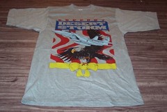 Vintage 1990’s SUPPORT DESERT STORM Fighter Jet Eagle Flag T-shirt Mens Small