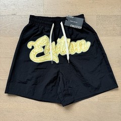 Mixed Emotion Letter Print Beaded Knitted Short-Sleeved Shirt and Casual Shorts