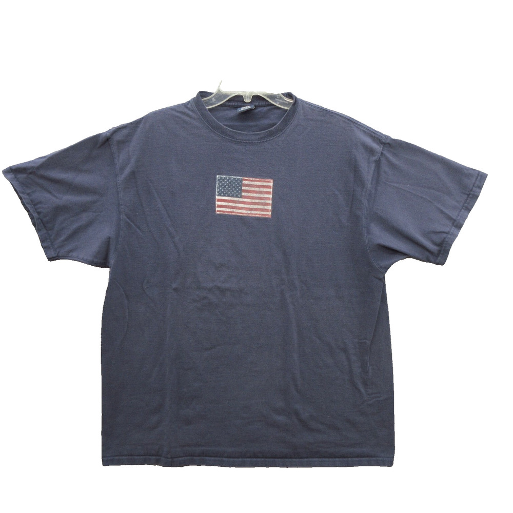 Lands’ End Mens Shirt Large 100% Cotton Short Sleeve American Flag Patriotic