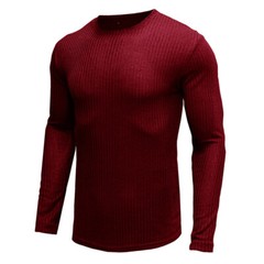 Zonbailon men’s t-shirt solid color bottomed shirt crew neck autumn long sleeve