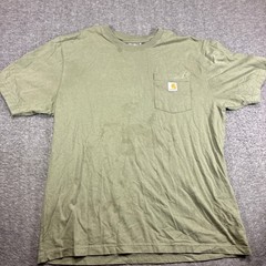 Carhartt Pocket T-Shirt Men Large Green Loose Fit Distressed Work Shirt Workwear