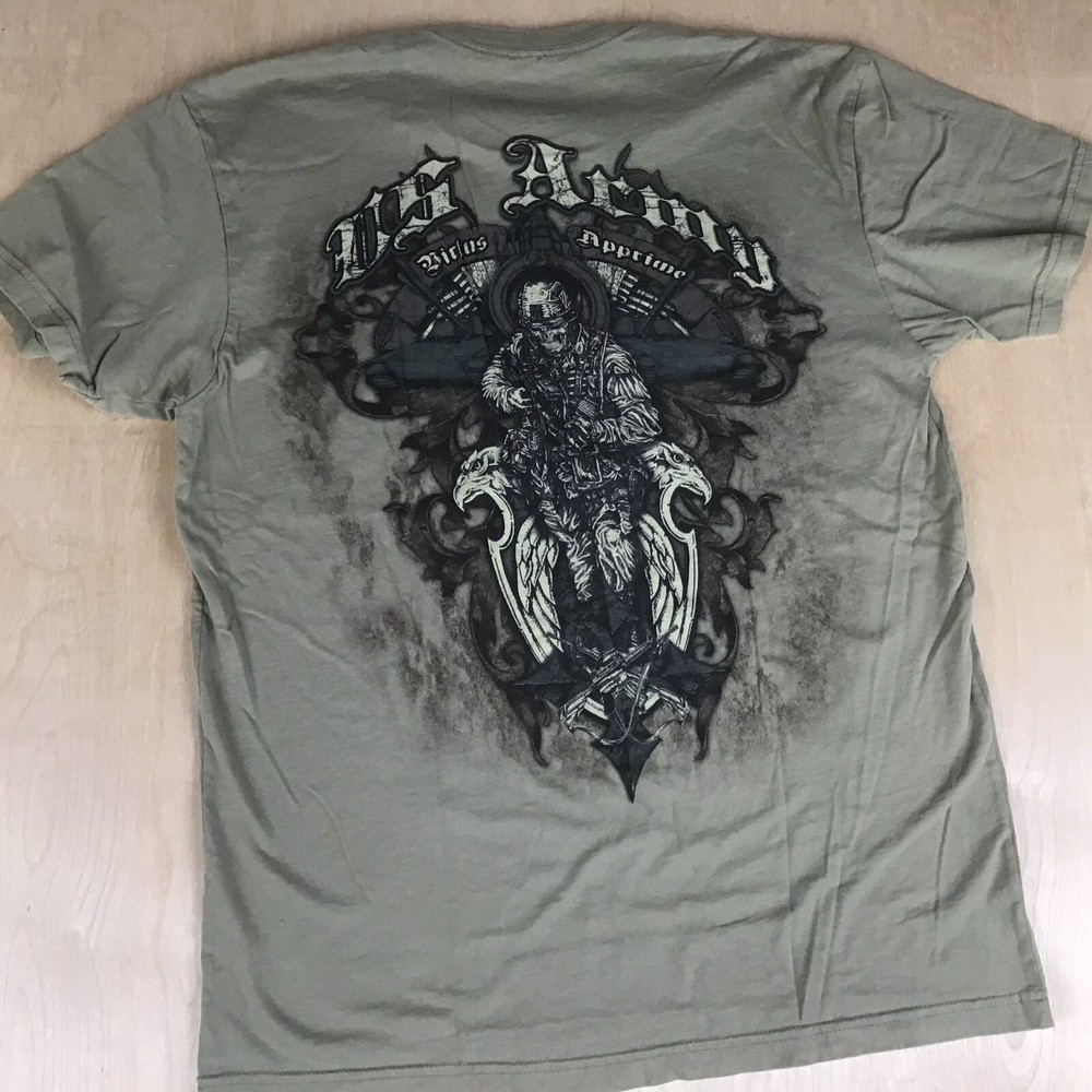 Apprime Courage Above All Mens Medium Graphic T-Shirt US Army Military Warrior