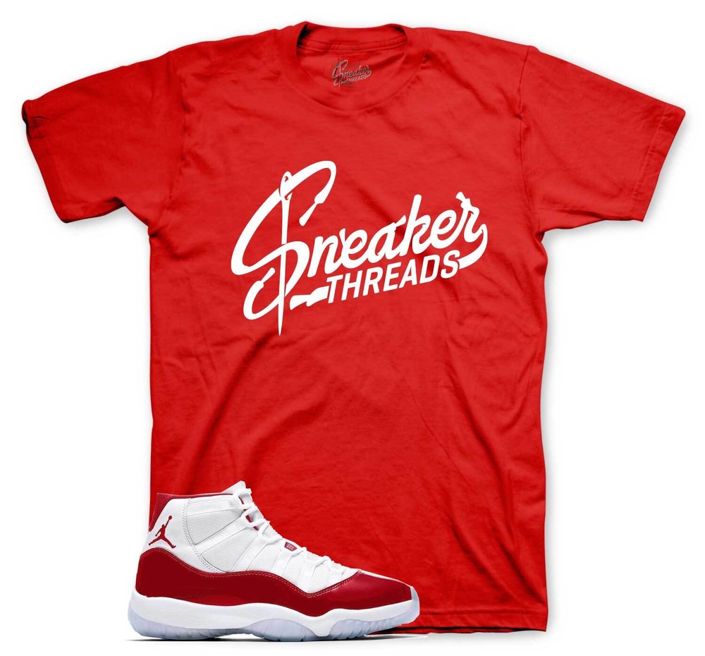 Shirt To Match Jordan 11 Cherry Varsity Red – Sneaker Threads Logo Sneaker Tees
