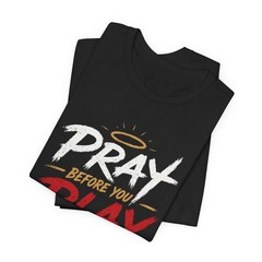 Pray Before You Play Basketball T Shirt Christian Sports Graphic Tee Black DTF