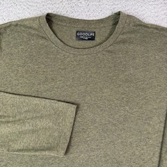 Goodlife Shirt Mens XL Green Long Sleeve Crew Neck Tri Blend Soft USA Curve Hem