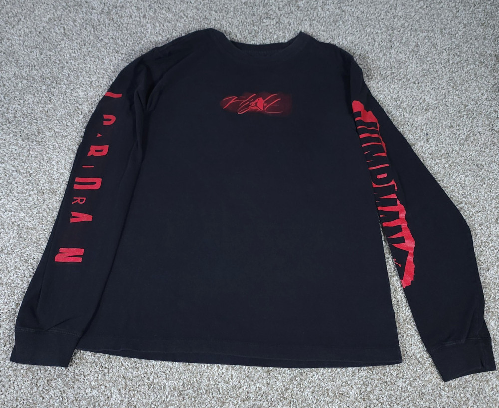 Nike Air Jordan T Shirt Mens Medium Black Air Flight Jumpman Retro Long Sleeve