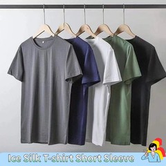 Ice Silk T-shirt Men’s Short Sleeve Solid Summer Thin Quick Drying Elastic Modal
