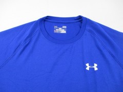 Under Armour Shirt Mens Large Blue Heatgear Athletic Casual Short Sleeve