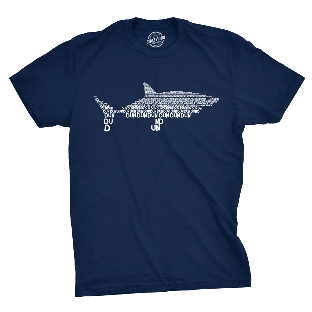 Mens Dun Dun Shark Theme T-Shirt Cool Graphic Great White Music Text Tee