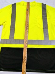 North 15 High Vis LS Safety Work T-Shirt Pocket ASNI Class 2 Yellow Black Sz L