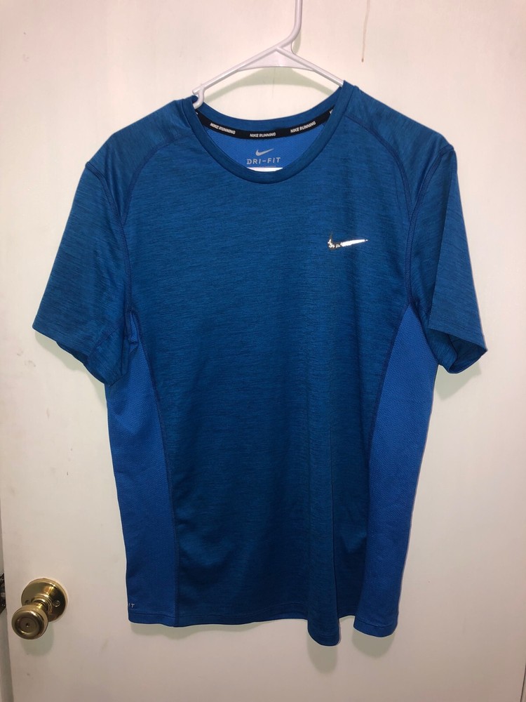 Nike Running Mens Dri-Fit Miler Short Sleeve Top Blue Size Large Style 833591