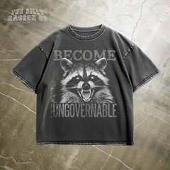 Vintage Angry Raccoon, Become Ungovernable Grunge Graphic T-Shirt for Men