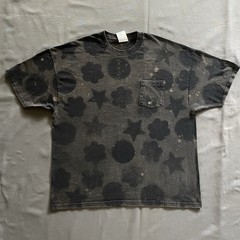 Vintage 1990s Hanes Blank Pocket T Shirt Mens XL Black Bleach Dye Acid Wash 90s