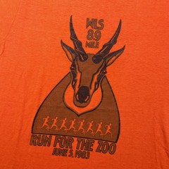 Vintage WLS Run For The Zoo Shirt Mens Medium Orange 1983 Radio Graphic Tee 80s