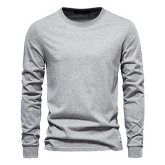 Solid Color Cotton T Shirt Men Casual O-neck Long Sleeved Mens Tshirts