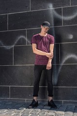 Acid Washed Tee BY070 Men’s cool basic Short Sleeve Crew Neck comfotable T-Shirt
