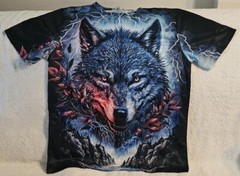 WOLF LIGHTNING WATER MOUNTAIN OUTDOOR ANIMAL T-SHIRT SHIRT