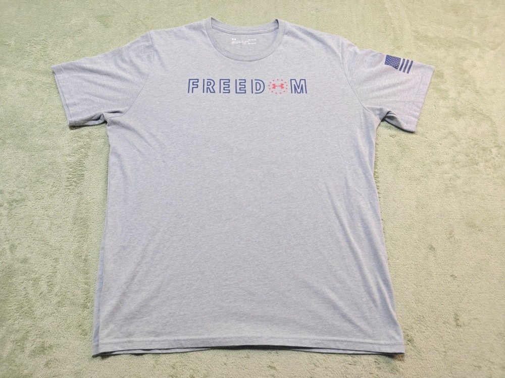 Under Armour Freedom Flag T-Shirt Mens Large Gray HeatGear Loose Fit Malaysia