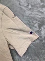 Champion T-Shirt Embroidered Logo Ribbed Collar Crew Neck Size M