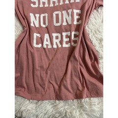 Trendy Pink Graphic Tee – “Shhhh No One Cares” Statement Shirt – Size MEDIUM