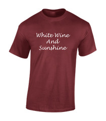 WHITE WINE & SUNSHINE MENS T SHIRT COOL HOLIDAY CLOTHING SUMMER CASUAL TOP