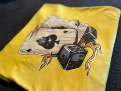 Ace Of Spades Dice Graphic T Shirt Yellow 2XL Men’s Streetwear Poker Tee