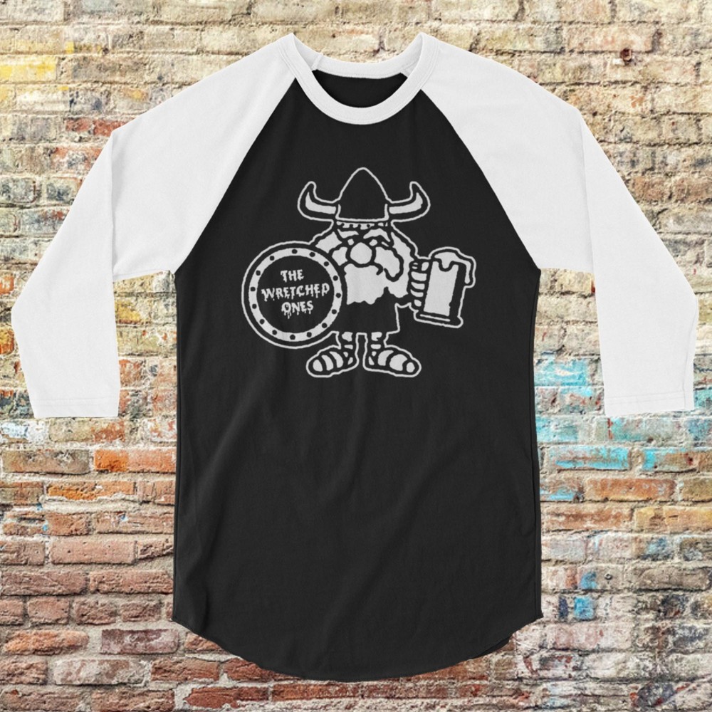 Wretched Ones Viking Logo 3/4 sleeve raglan Baseball shirt Punk Oi! Skinhead