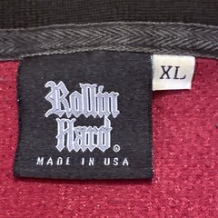 Rollin Hard Shirt Red V Neck Collar Size XL Made In USA Vintage