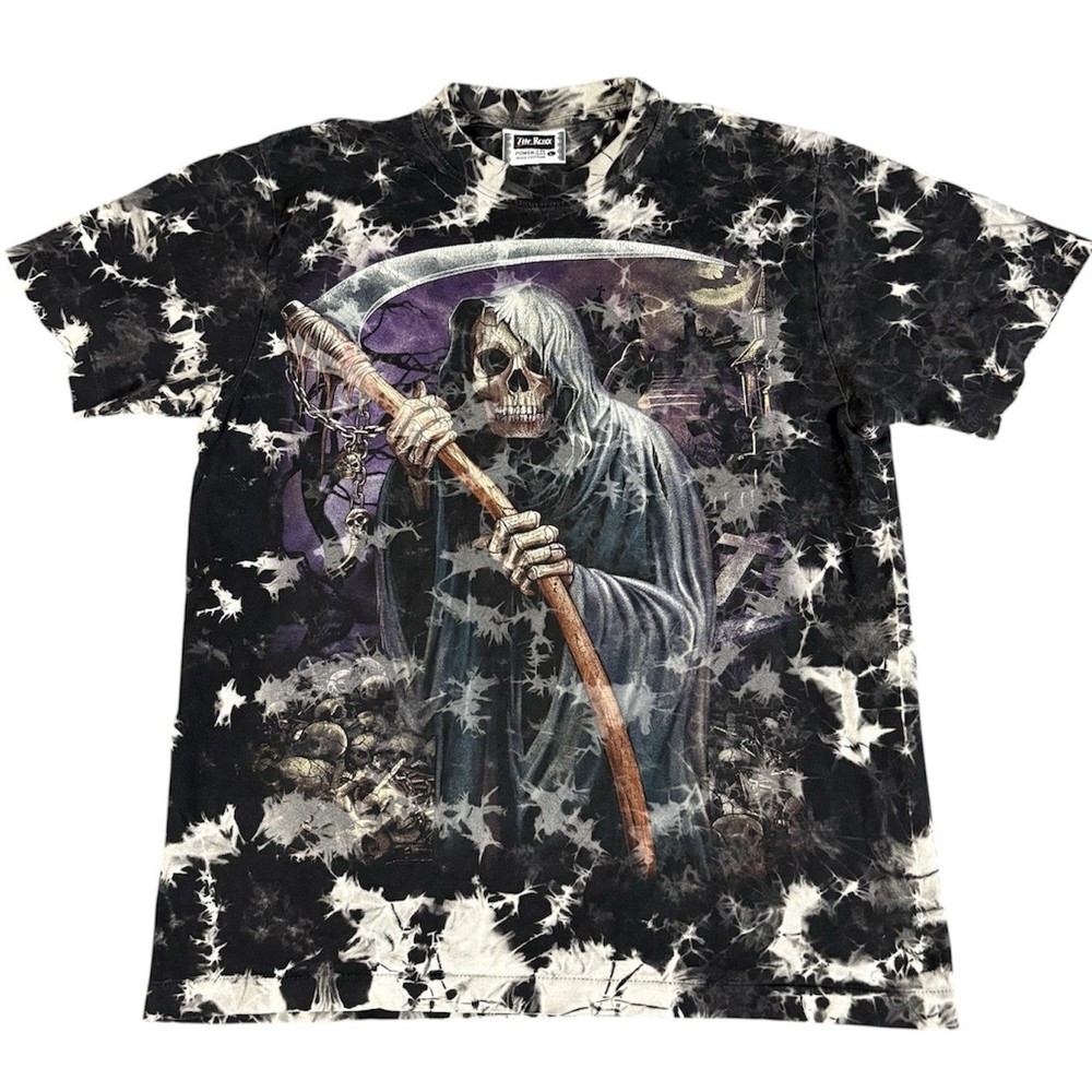 Vintage 90’s The Roxx Grim Reaper Scythe Tie Dye T-Shirt Single Stitch Large