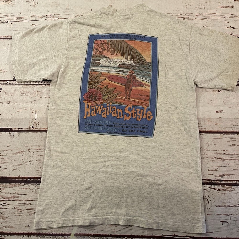 Vintage 90s Surfin Hawaiian Style Oahu North Shore Size Medium Made In USA