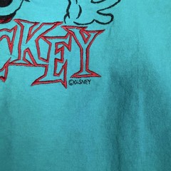 Vintage Disney Velva Sheen Shirt Mens XL Blue Green Mickey Mouse Embroidered 90s