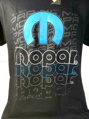 Black T-Shirt w/ Blue Mopar “M” Emblem & Three Color MOPAR Script