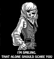 I’M SMILING, SCARE YOU VAMPIRE BLOOD GIRL SKULL T-SHIRT